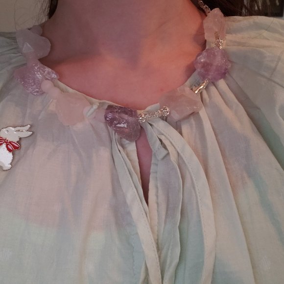 Handmade Pink and Purple Raw Quartz Necklace! - Picture 6 of 7